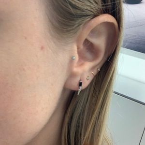 sterling silver onyx stud dangling spike earrings delicate dainty